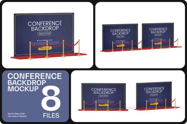 Press Conference Backdrop Banner Mockup
