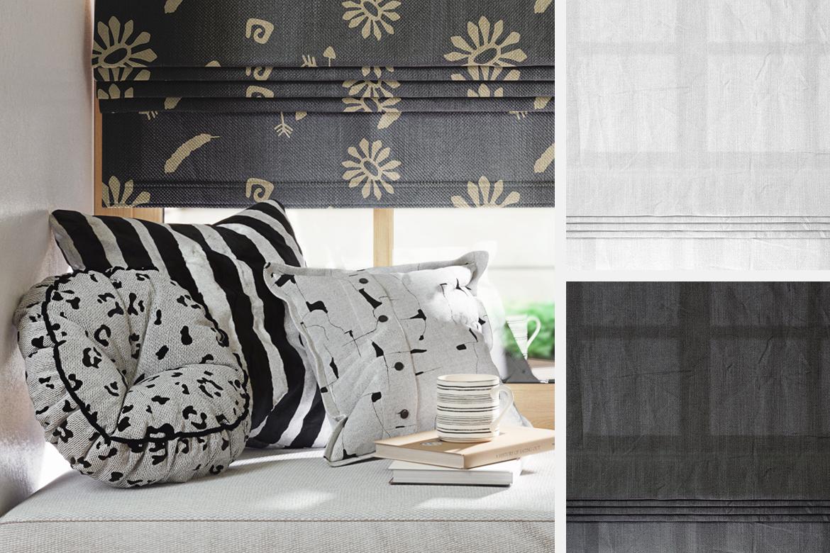 Roman Blind on a Window with Wide Windowsill Mockup