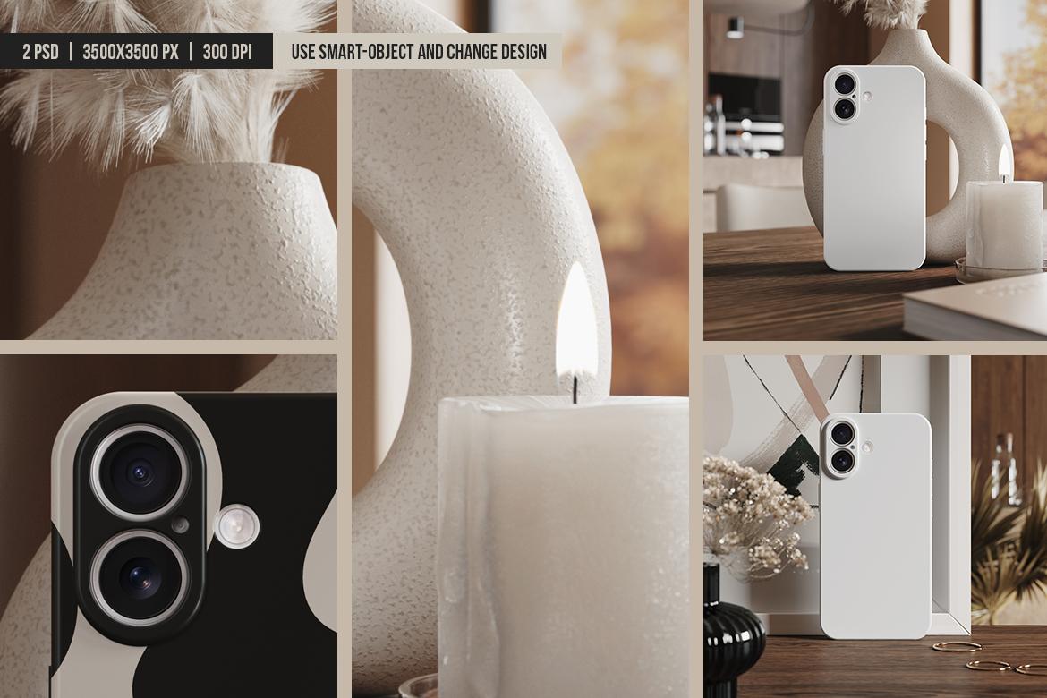 Smartphone in Protective Case Mockup
