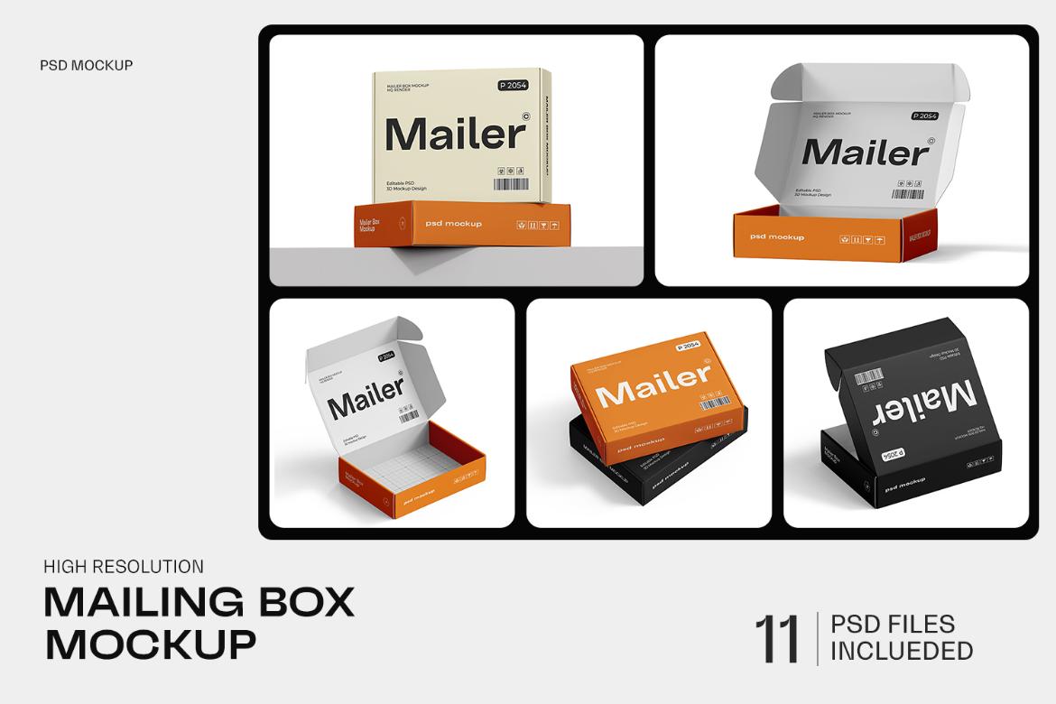 Cardboard Shipping Mailer Box Mockup