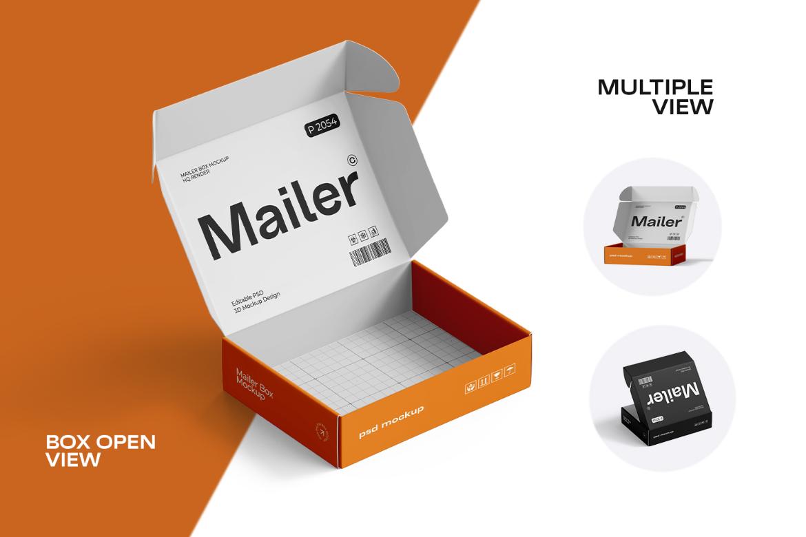 Cardboard Shipping Mailer Box Mockup