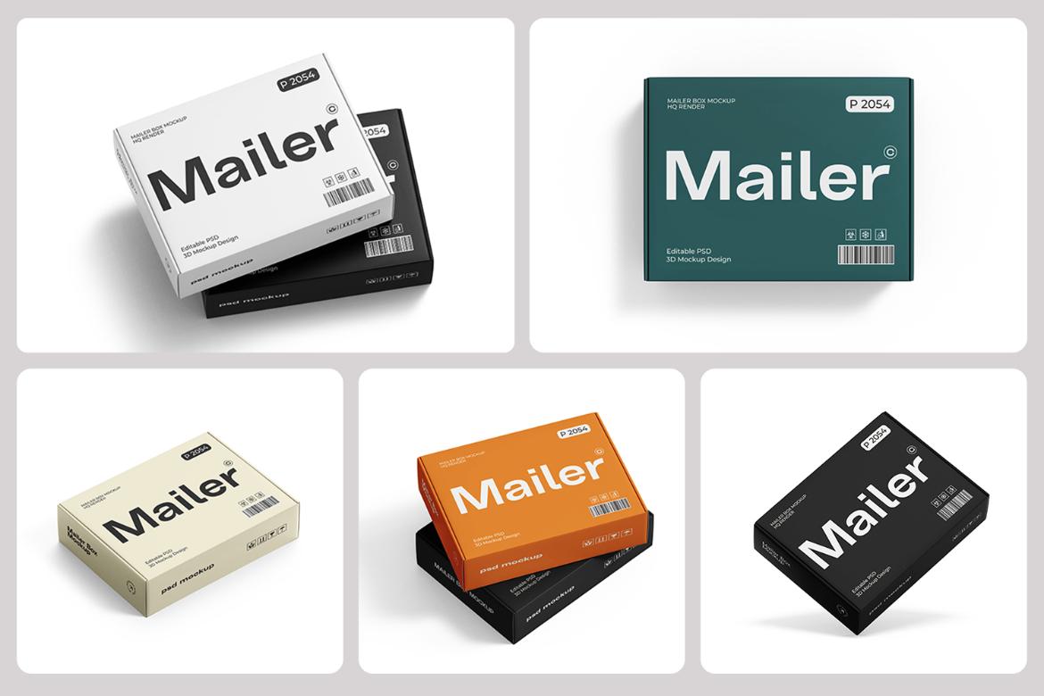 Cardboard Shipping Mailer Box Mockup