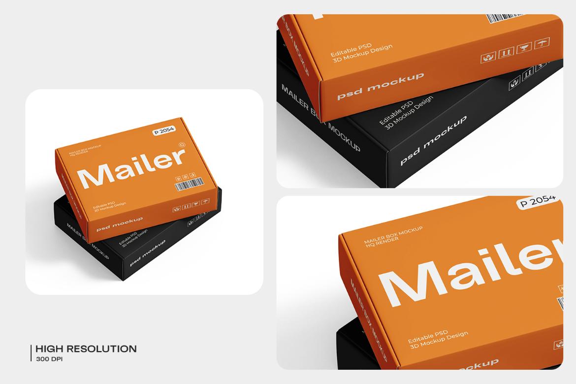 Cardboard Shipping Mailer Box Mockup