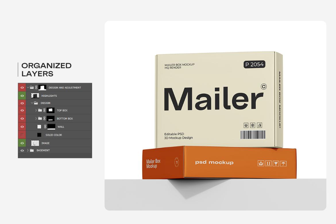 Cardboard Shipping Mailer Box Mockup