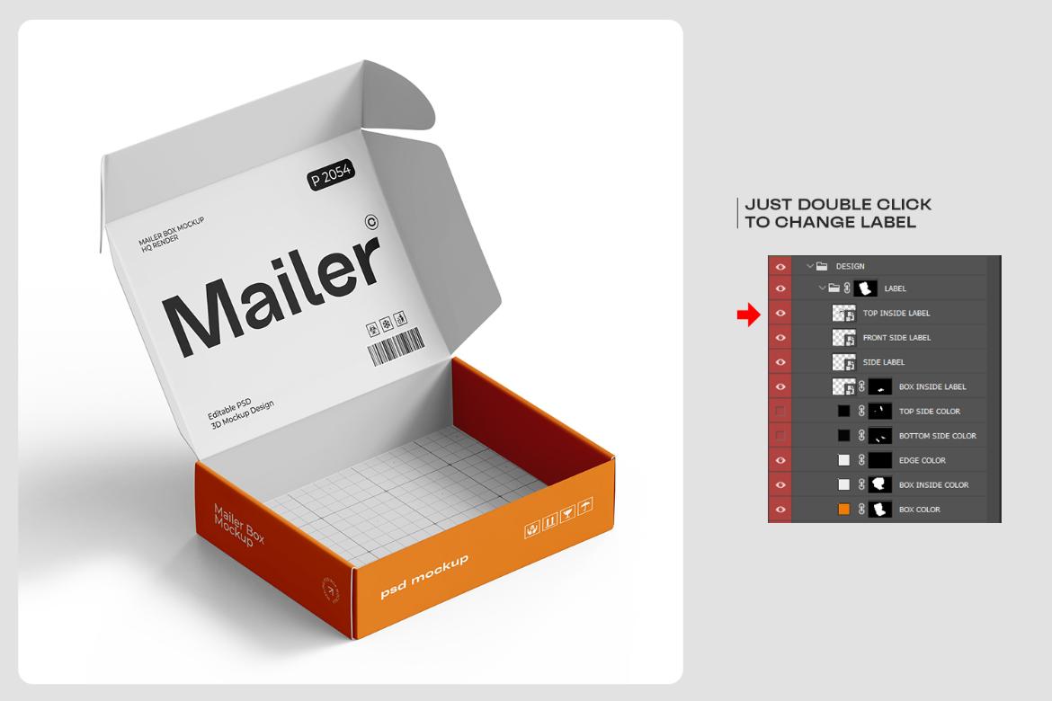 Cardboard Shipping Mailer Box Mockup