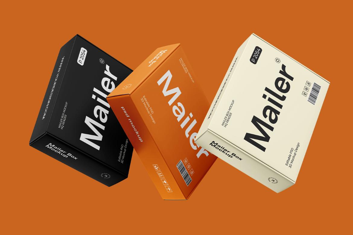 Cardboard Shipping Mailer Box Mockup