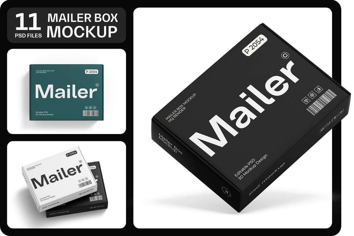 Cardboard Shipping Mailer Box Mockup
