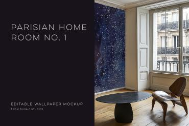 Parisian Home Room No 1 Wallpaper Mockup