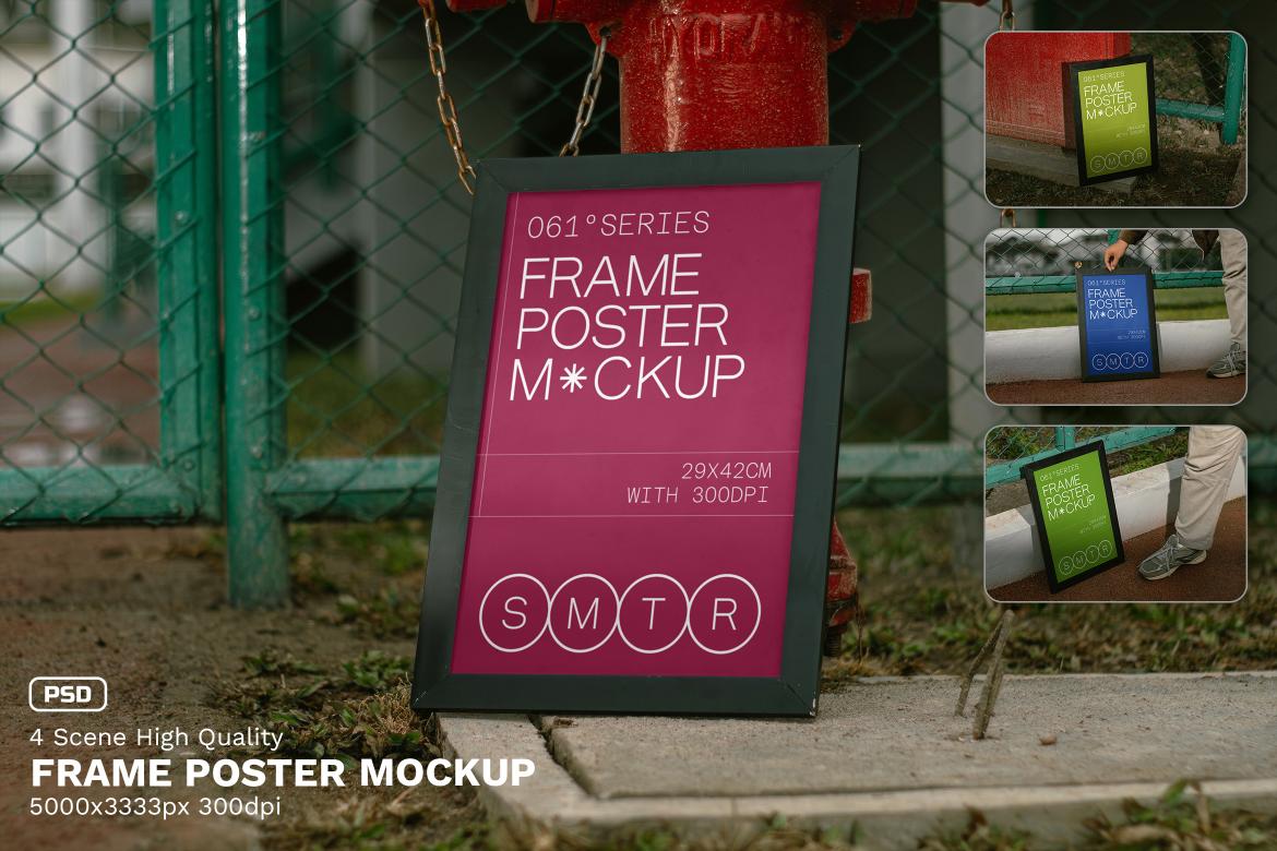 4 Realistic Scene High Quality Frame Poster Mockup - VOL 2