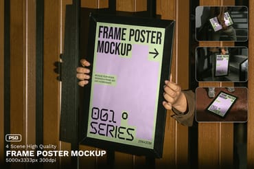 4 Realistic Scene High Quality Frame Poster Mockup - VOL 3