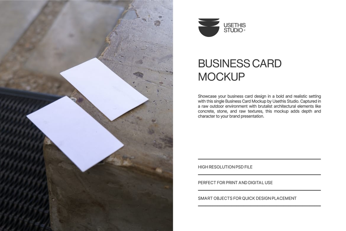 Business Card Mockup Brutalist Outdoor Scene