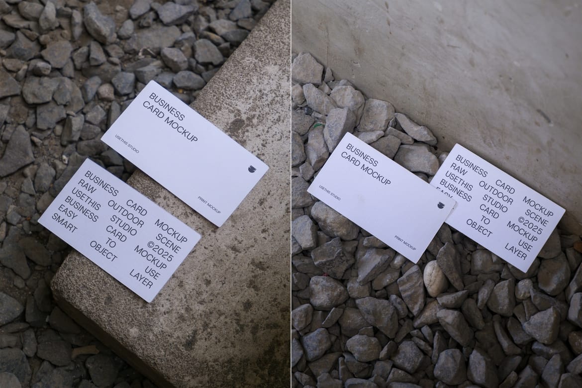 Business Card Mockup Brutalist Outdoor Scene