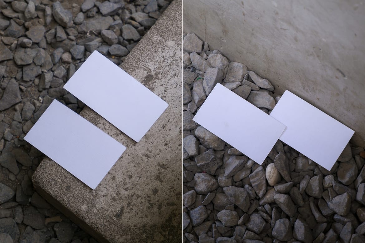 Business Card Mockup Brutalist Outdoor Scene