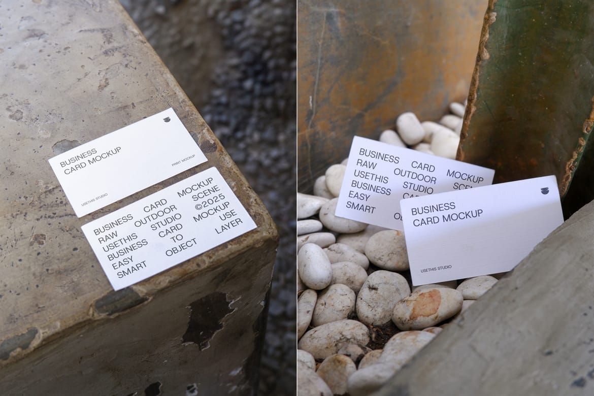 Business Card Mockup Brutalist Outdoor Scene