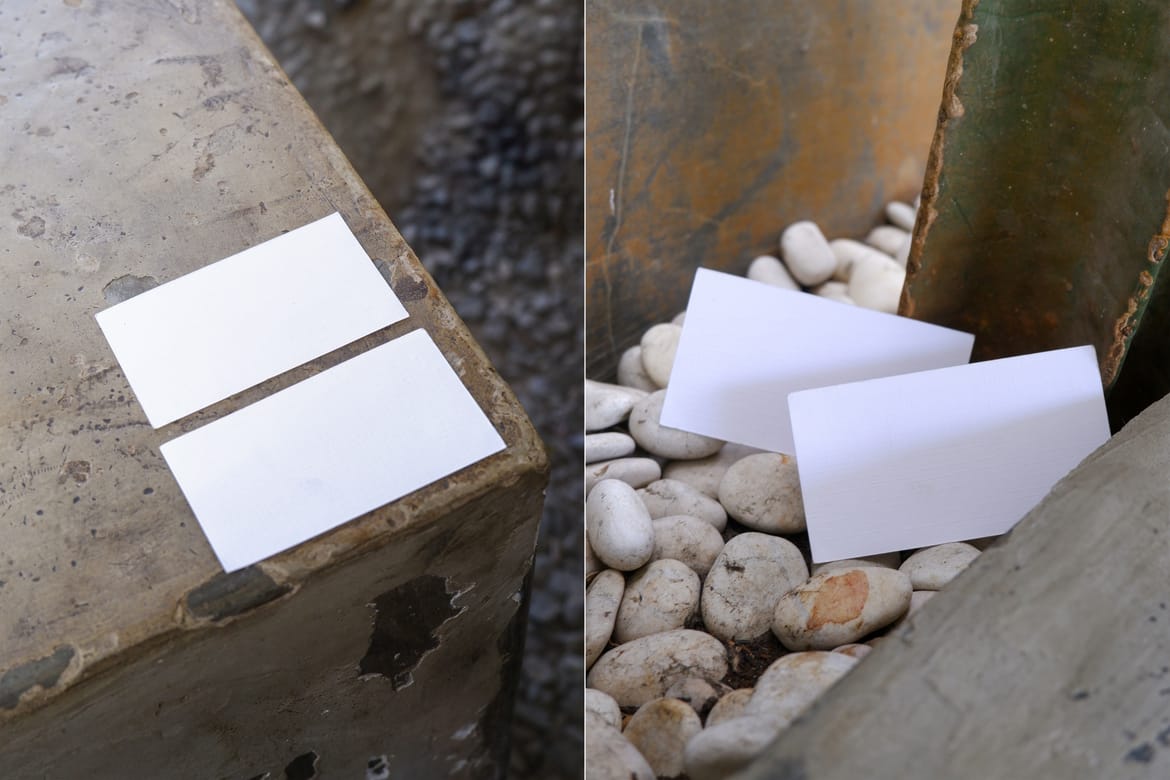 Business Card Mockup Brutalist Outdoor Scene