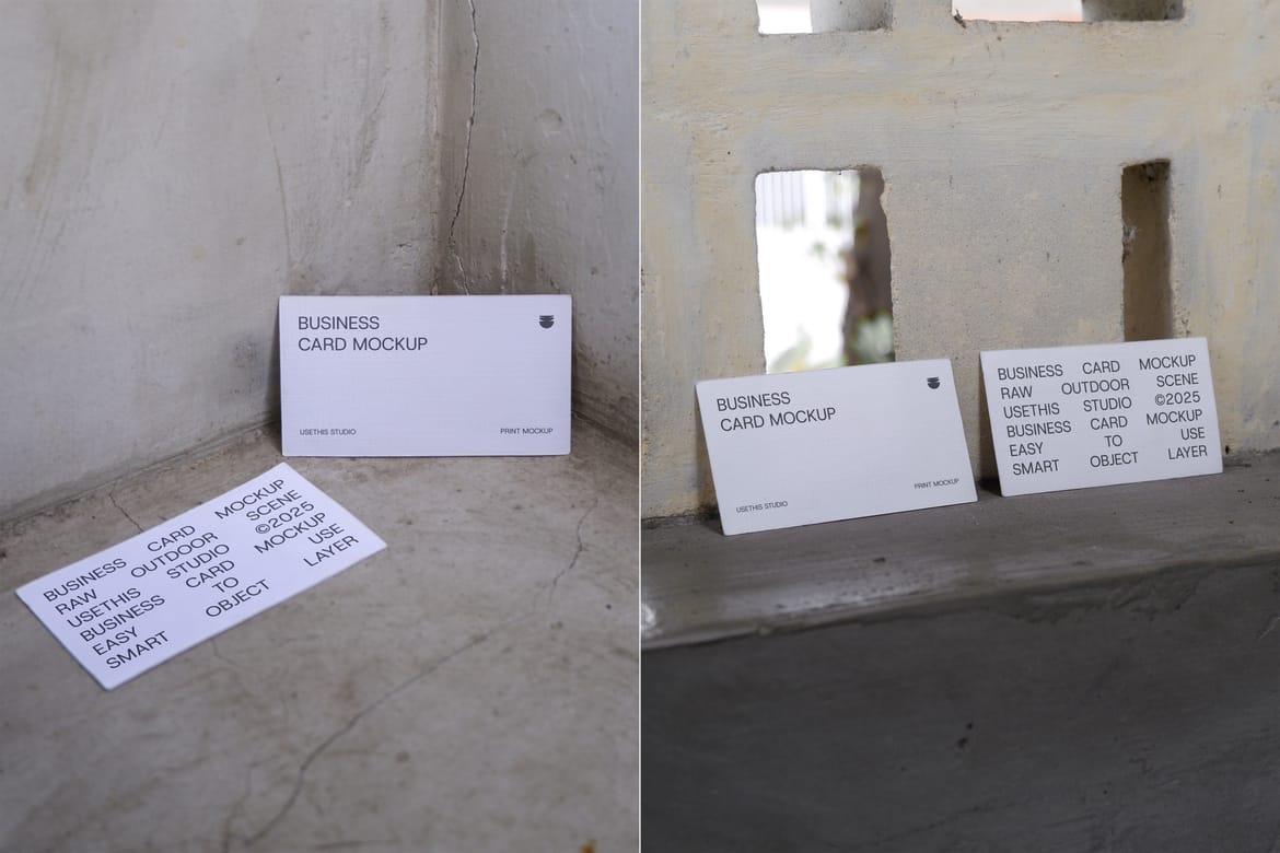 Business Card Mockup Brutalist Outdoor Scene