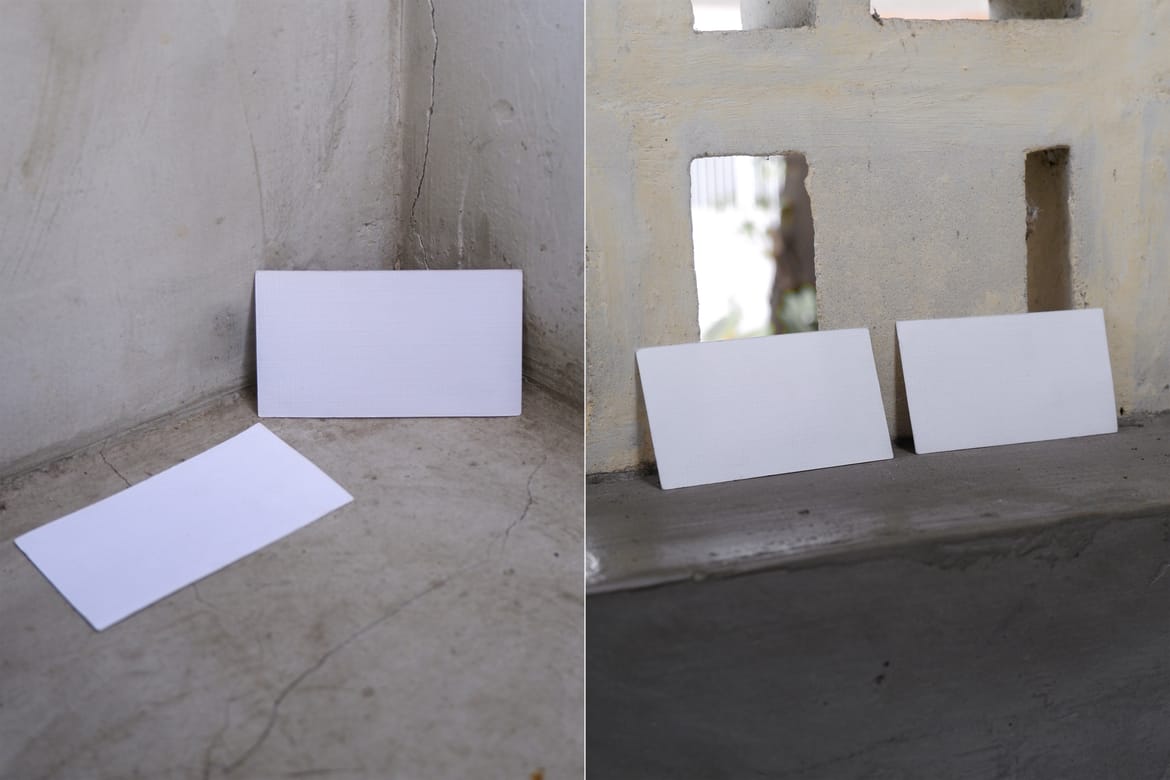 Business Card Mockup Brutalist Outdoor Scene