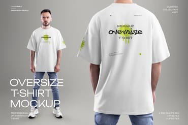 4 Full-Length Oversized Men's T-Shirt Mockups 