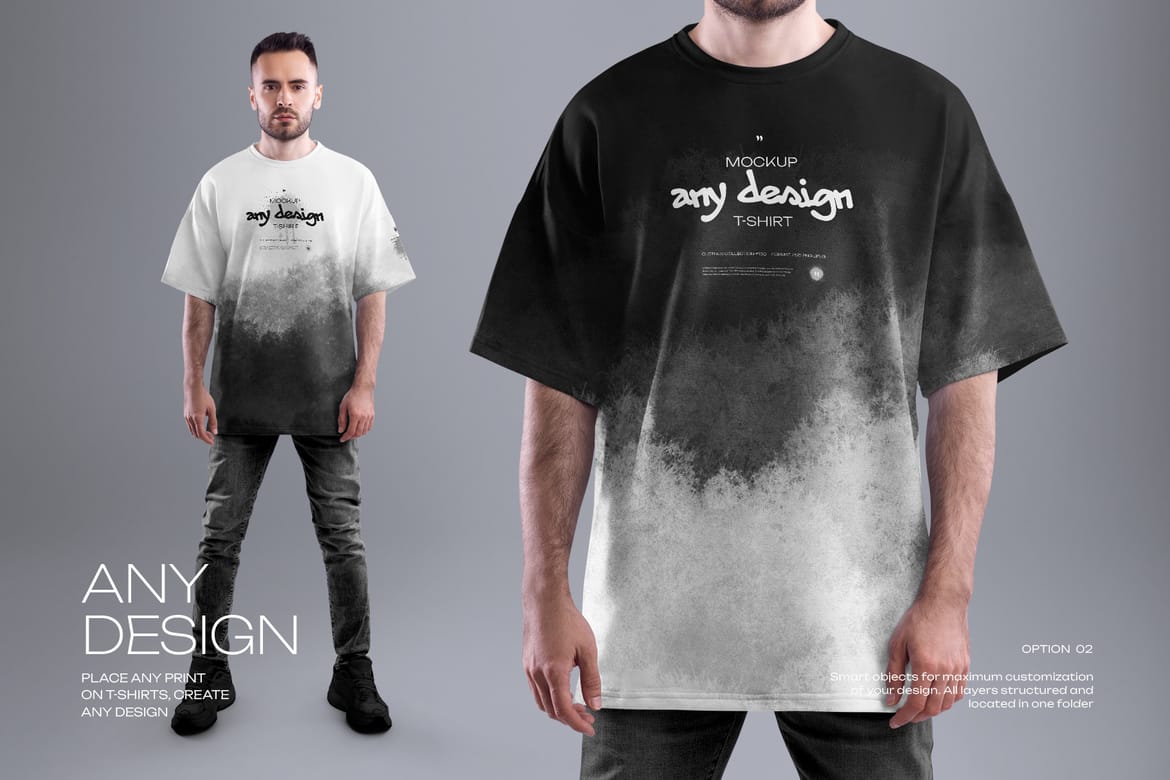4 Full-Length Oversized Men's T-Shirt Mockups 