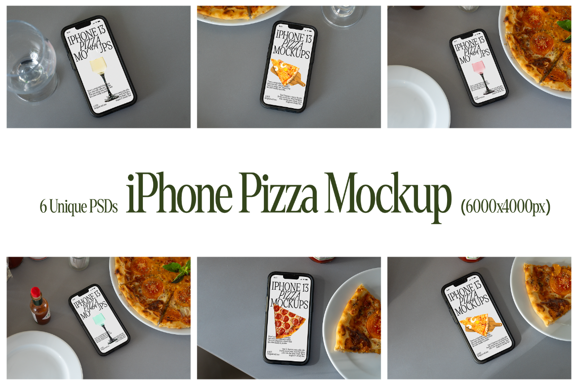 iPhone Pizza Mockup Set