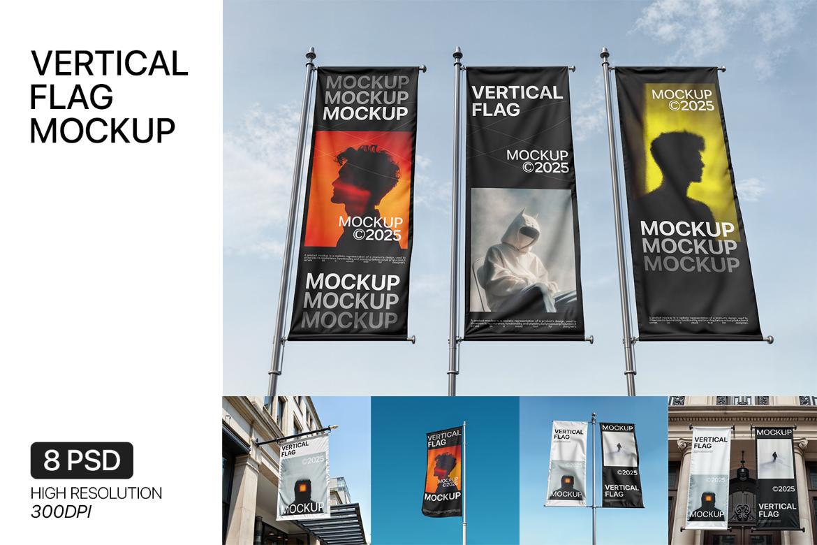 Vertical Flag Mockup