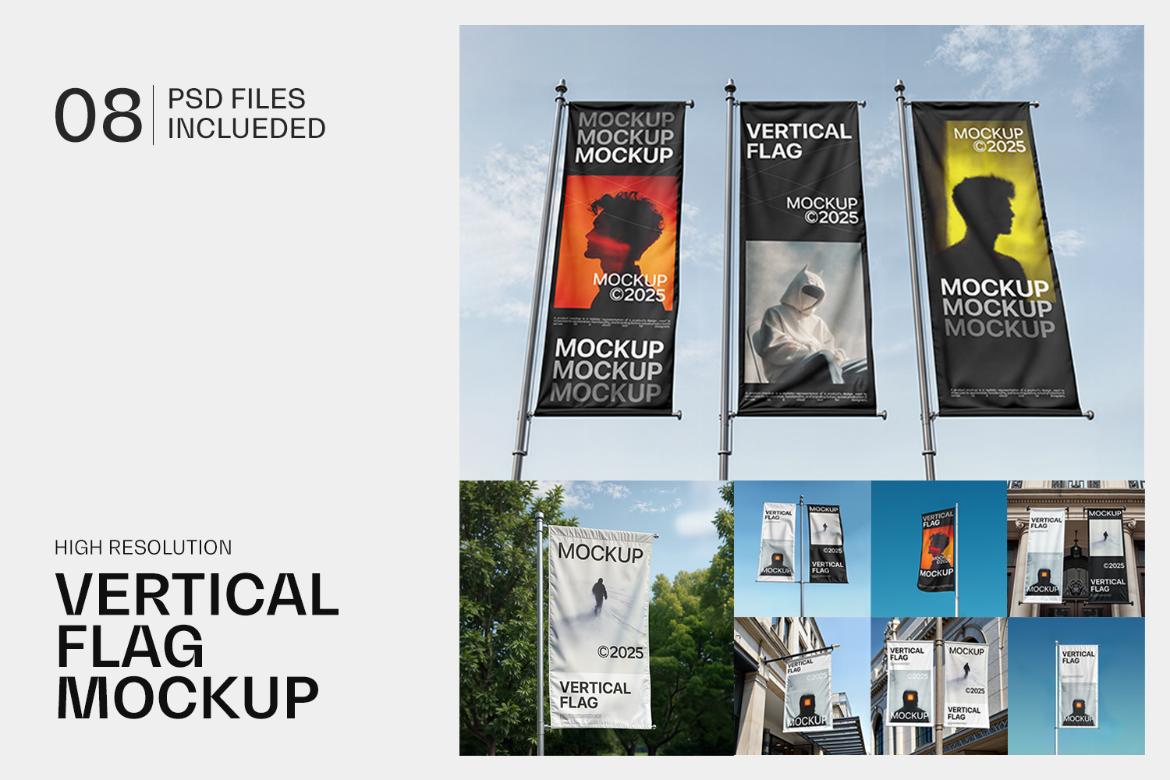 Vertical Flag Mockup