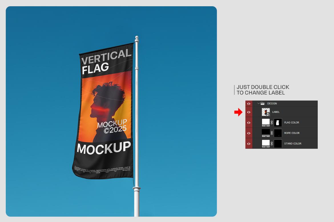 Vertical Flag Mockup
