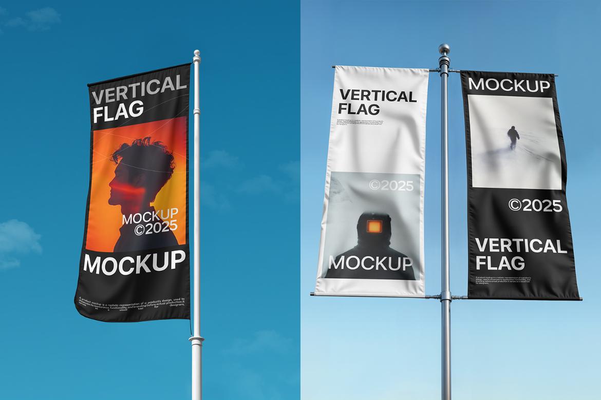 Vertical Flag Mockup