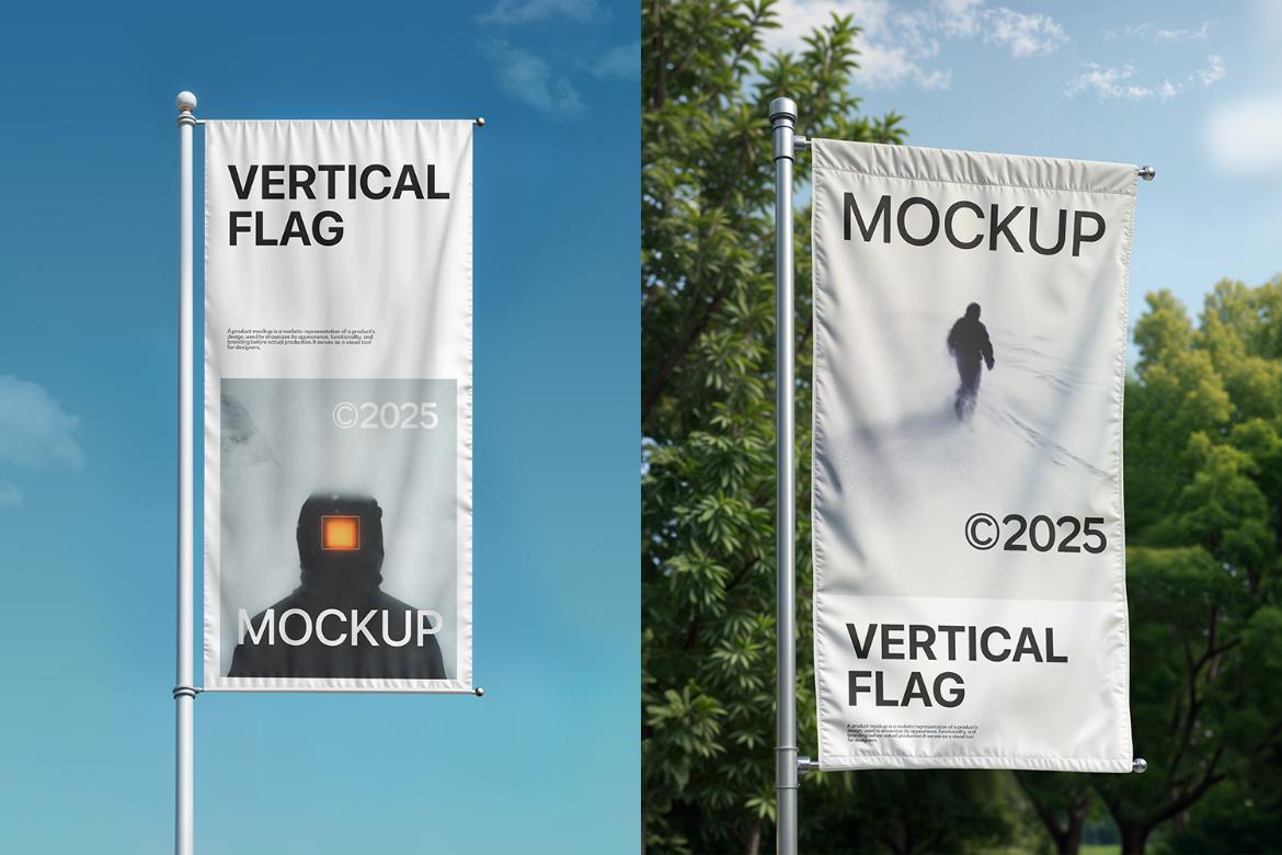 Vertical Flag Mockup