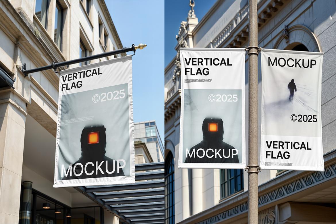 Vertical Flag Mockup