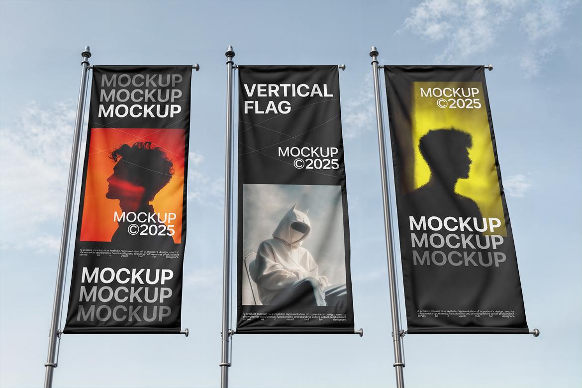 Vertical Flag Mockup