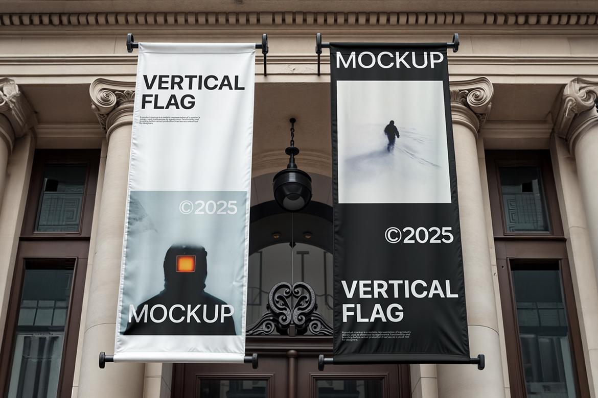 Vertical Flag Mockup