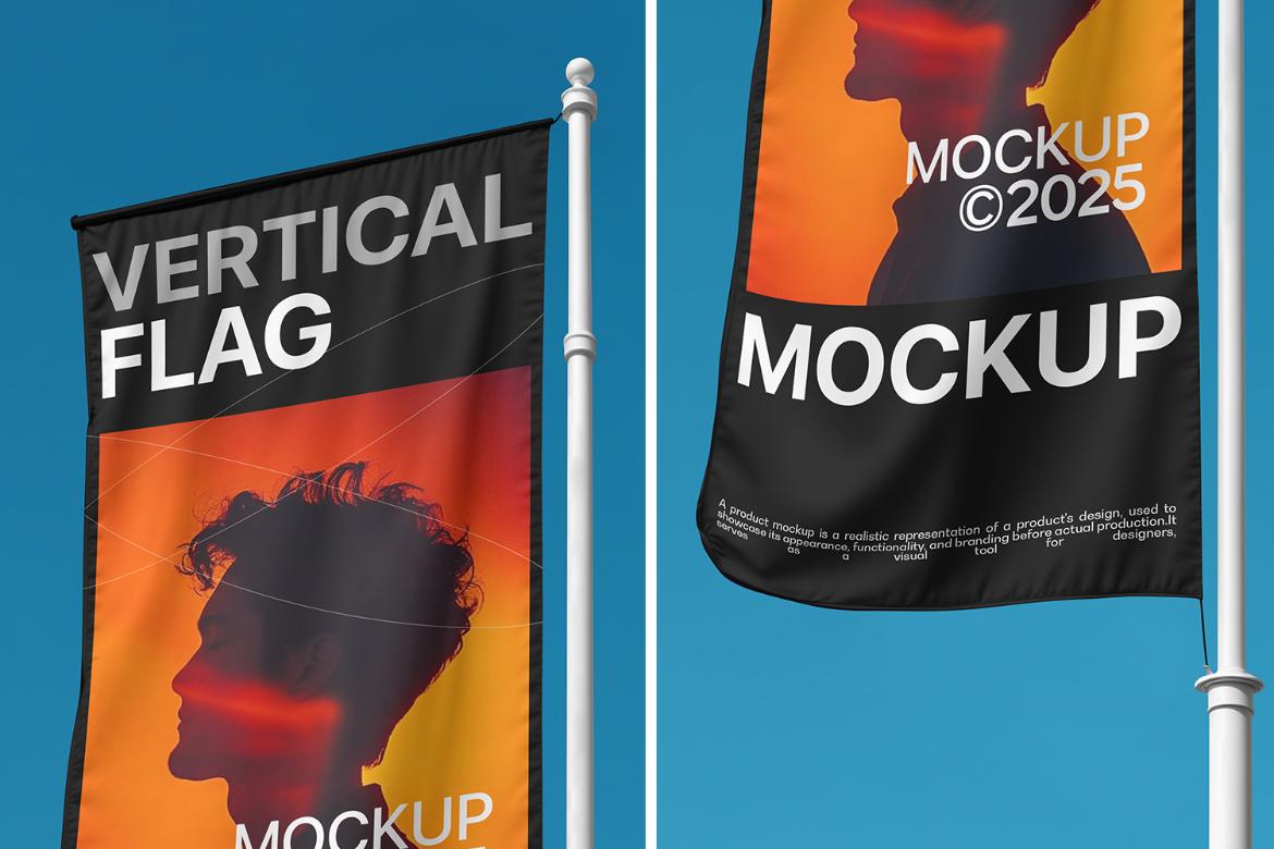 Vertical Flag Mockup