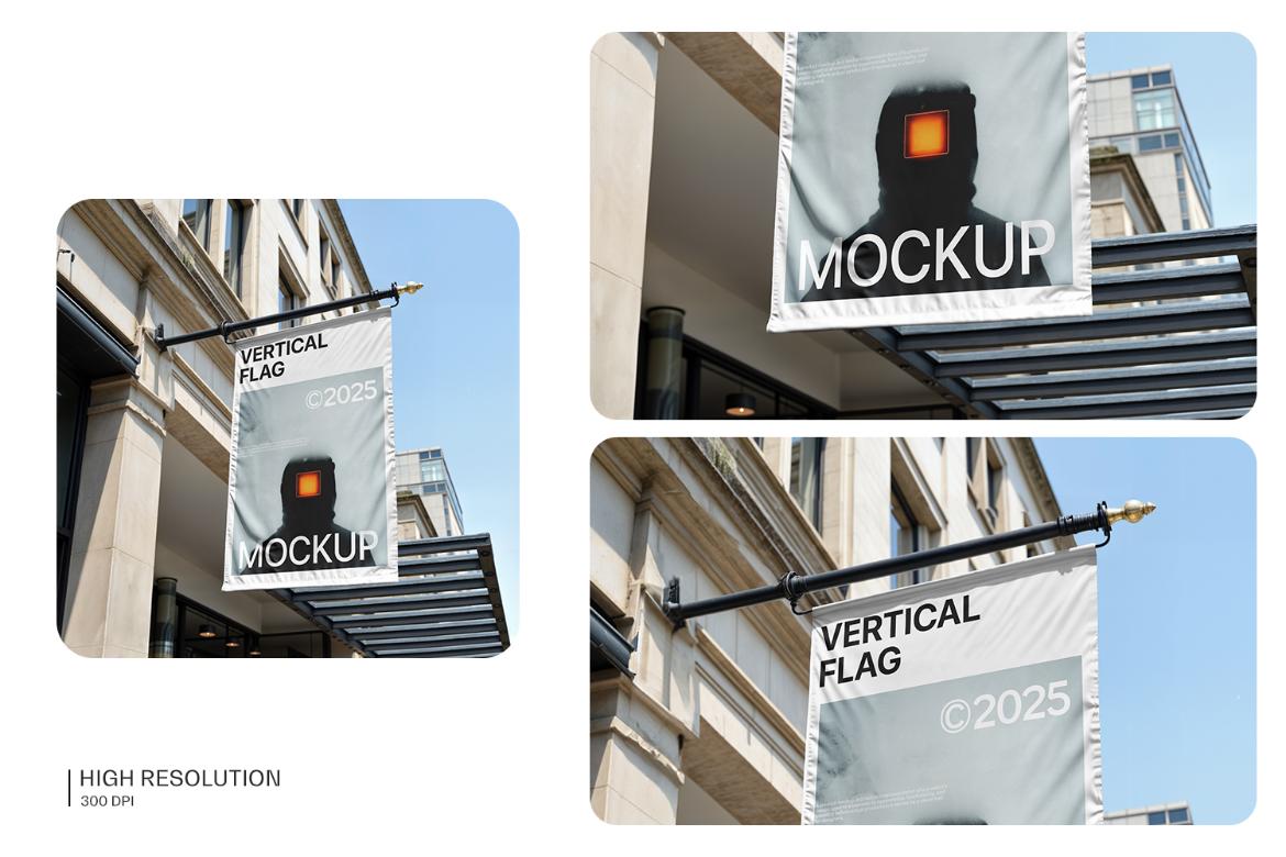 Vertical Flag Mockup
