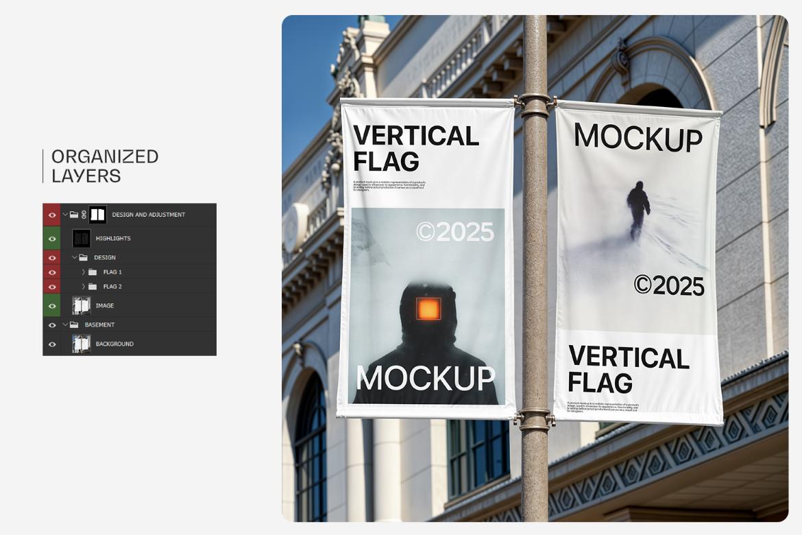Vertical Flag Mockup