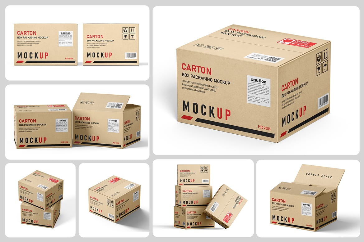 Kraft Carton Packaging Box Mockup