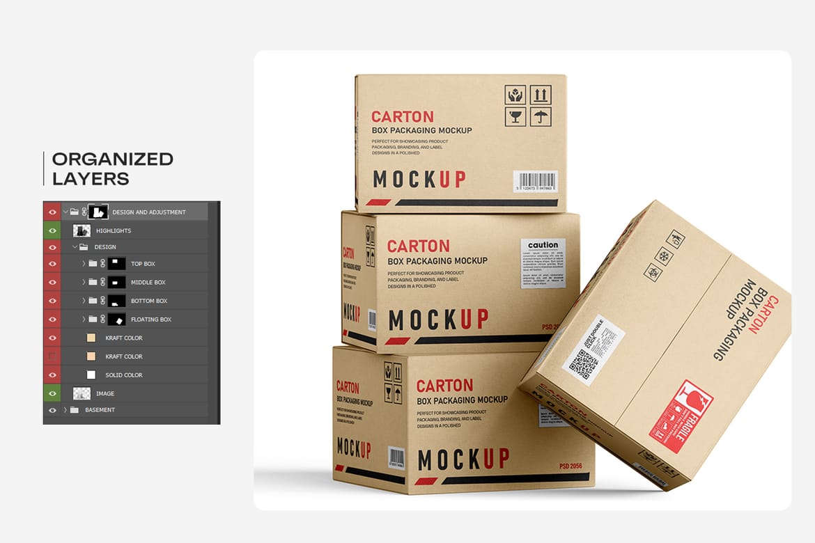 Kraft Carton Packaging Box Mockup