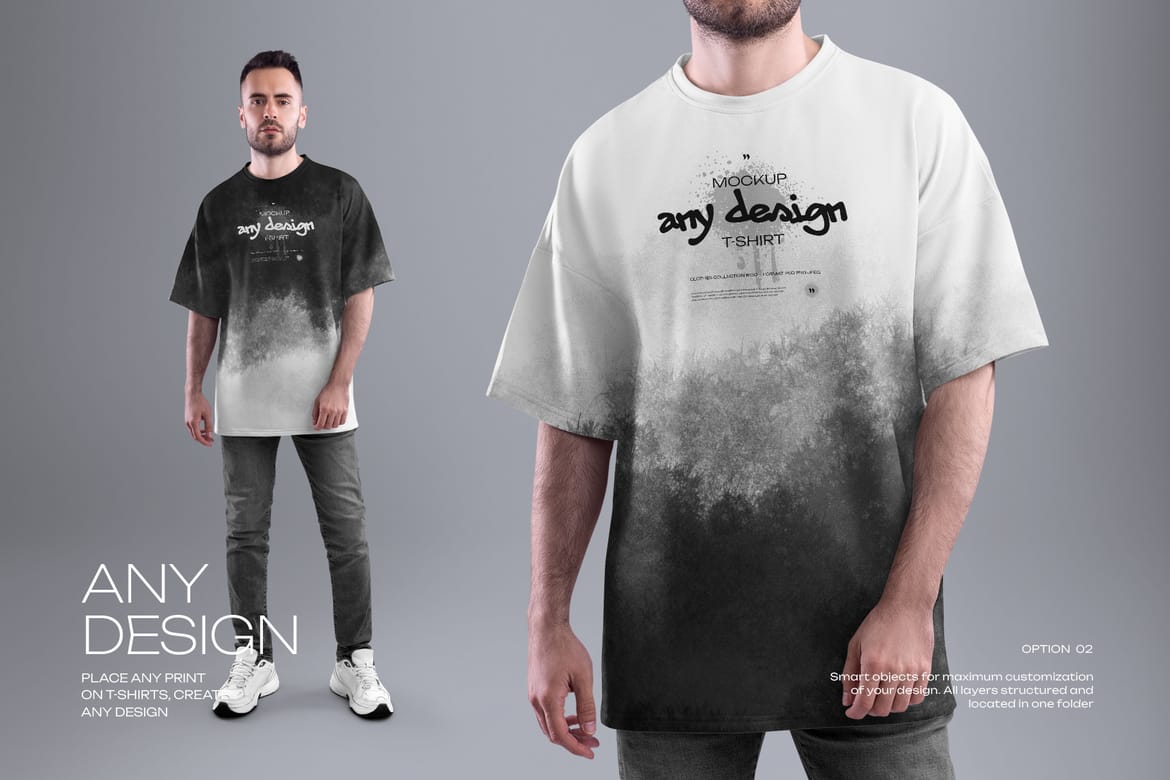 4 Oversized Men's T-Shirt Mockups. vol.02