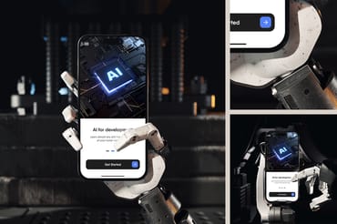 Phone Screen in Sci-Fi Scene Mockup