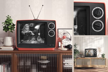 Old TV Screen In The Interior Mockup