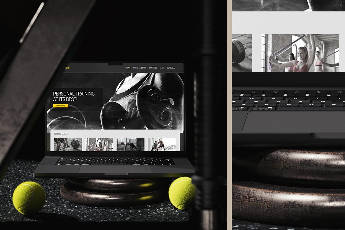 Gym Scene Laptop Screen Mockup
