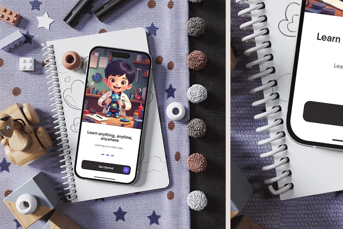 Phone Screen with Kids App Mockup