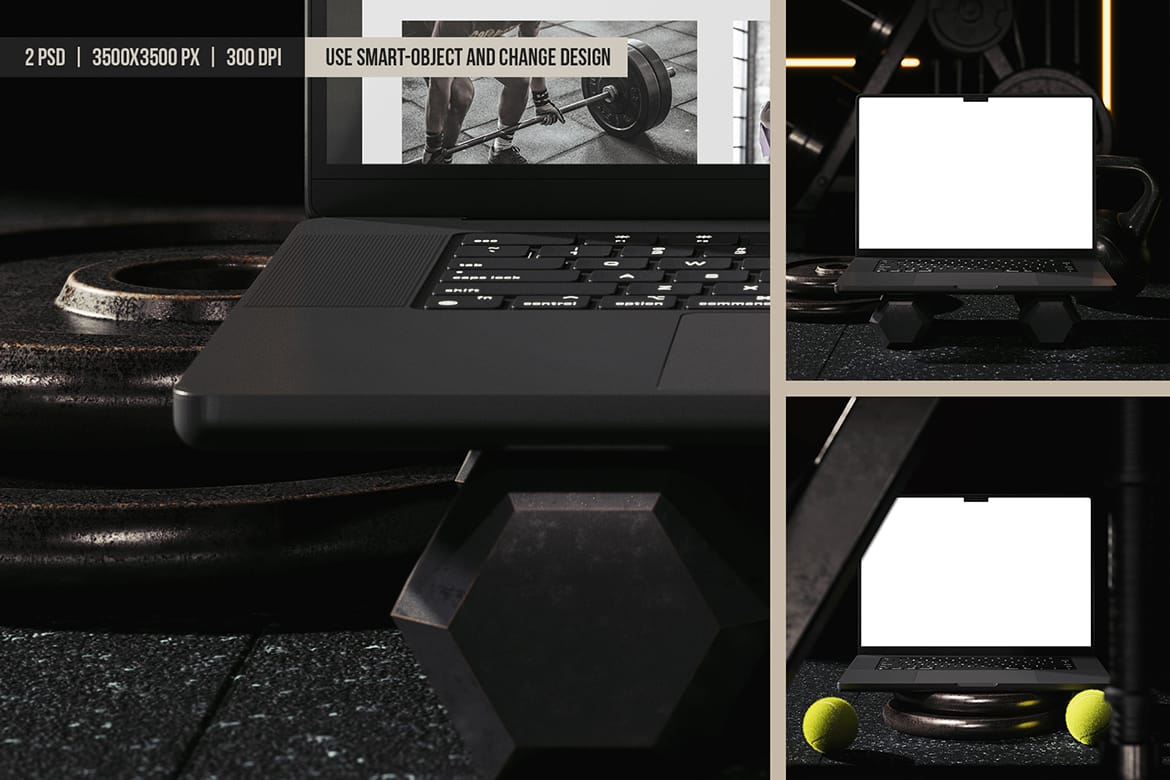Gym Scene Laptop Screen Mockup