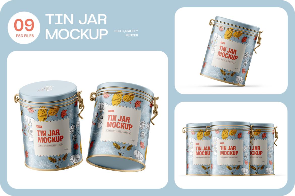 Tin Jar With Locking Lid Mockup