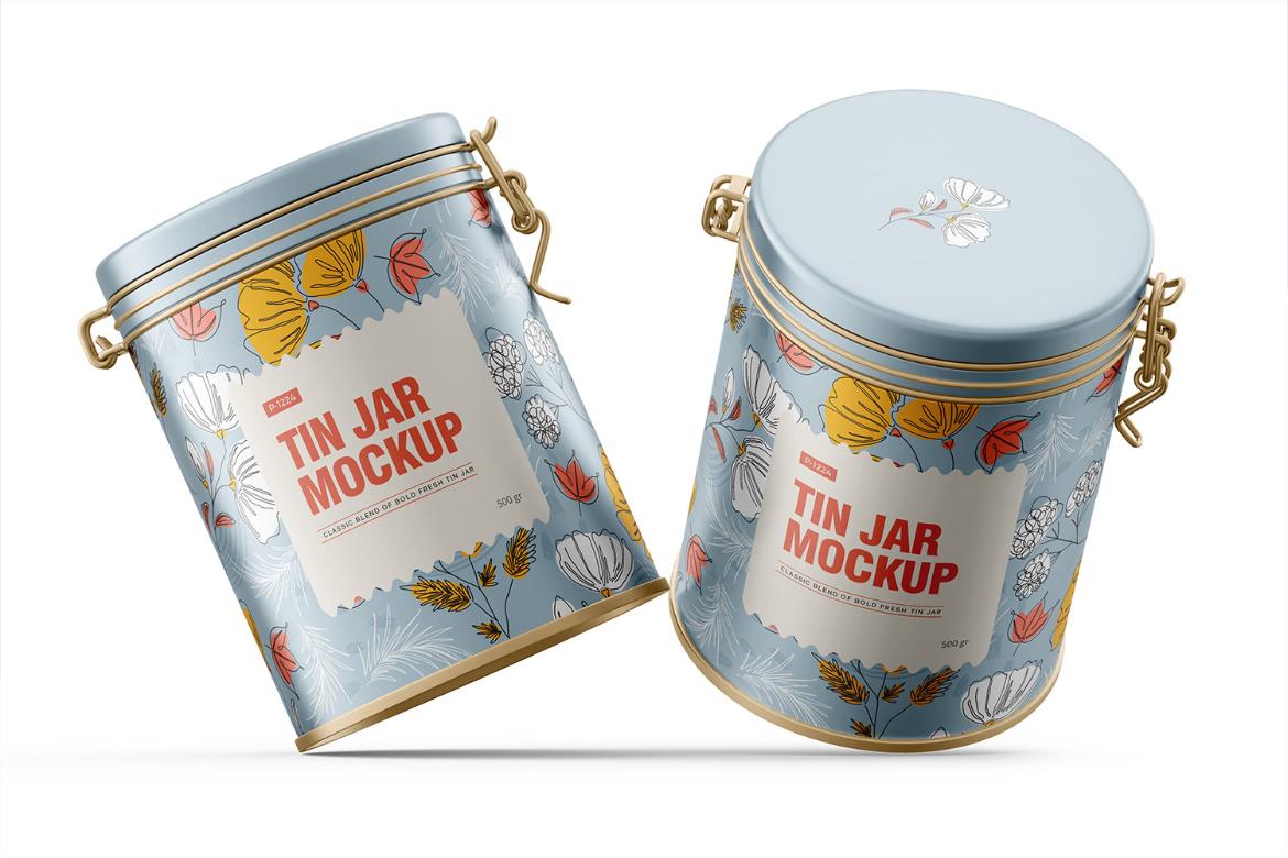Tin Jar With Locking Lid Mockup