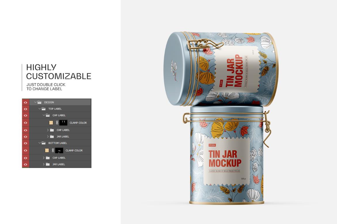 Tin Jar With Locking Lid Mockup