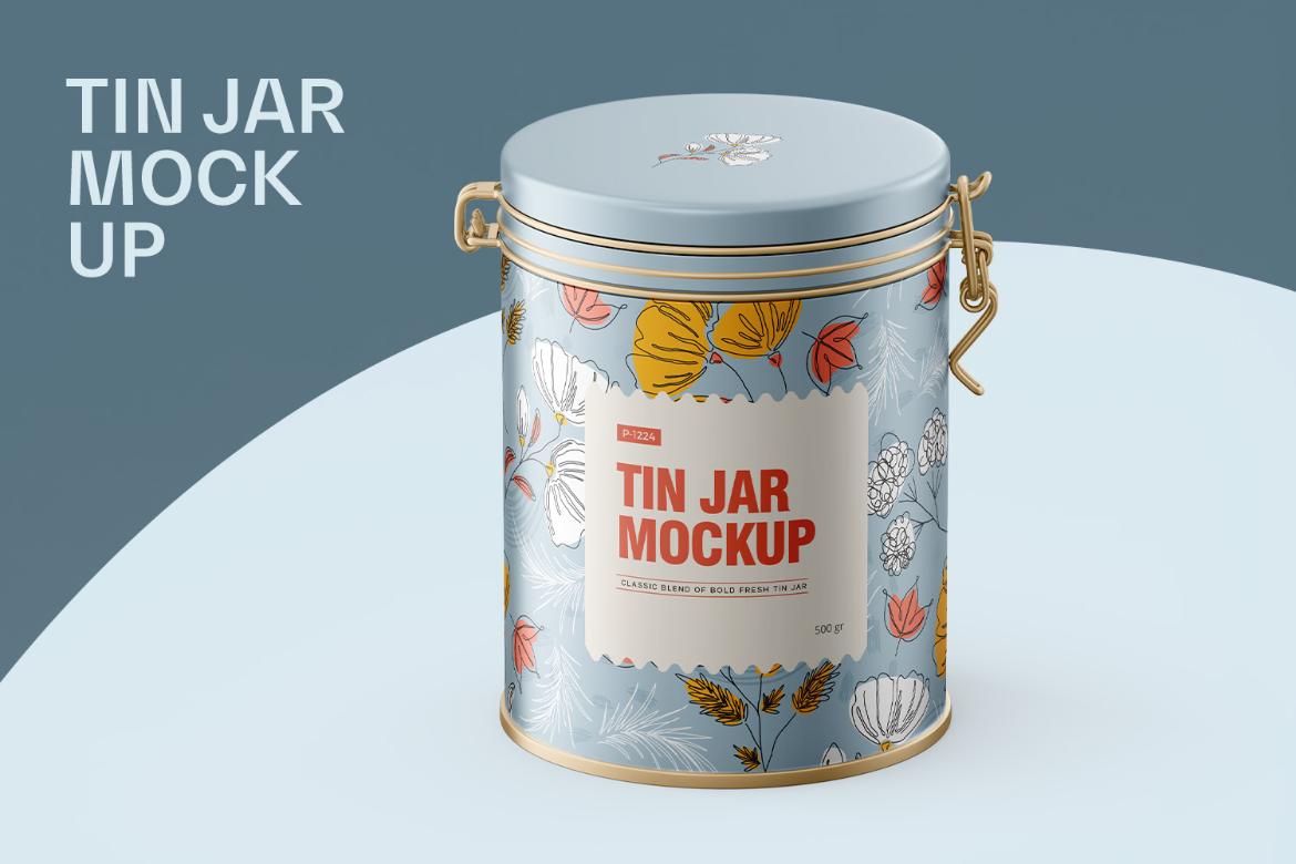 Tin Jar With Locking Lid Mockup