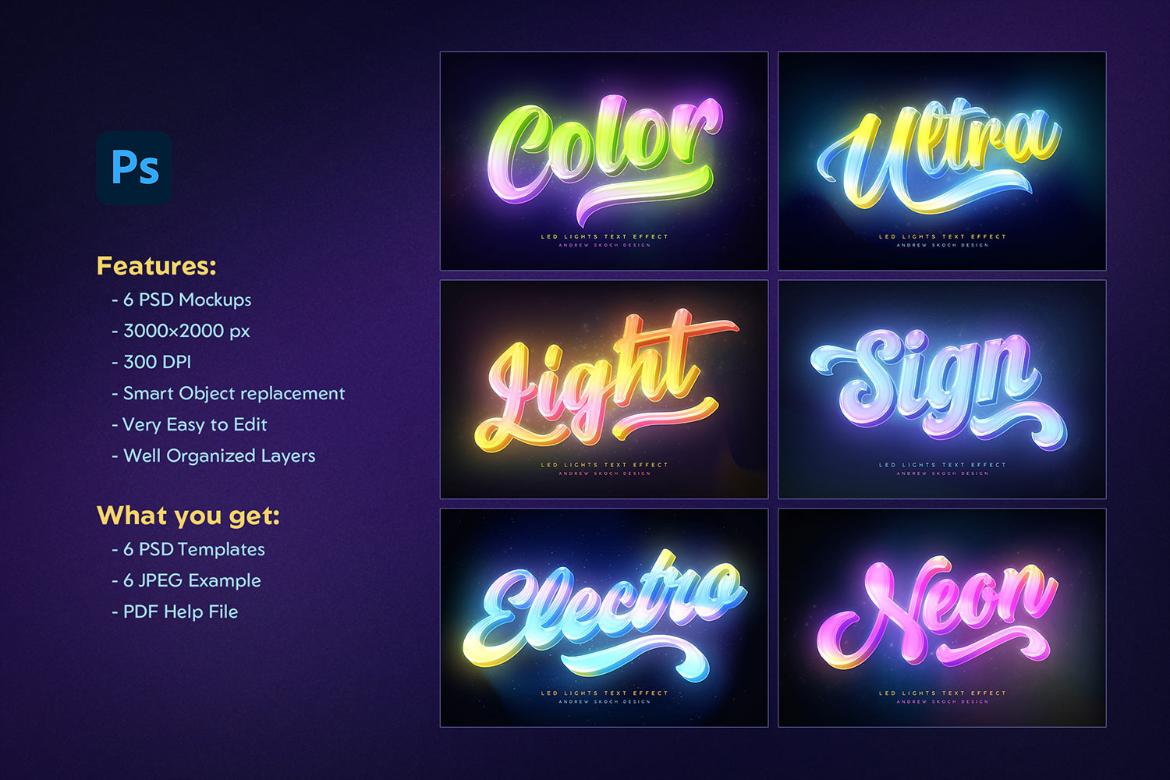 Led Lights Text Effects