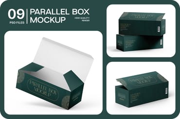 Wide Rectangle Package Box Mockup