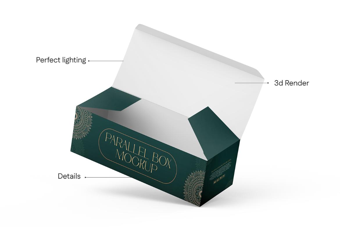 Wide Rectangle Package Box Mockup